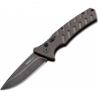 Автоматический складной нож Boker Plus Strike Coyote Spearpoint, сталь AUS-8 BlackWash™ Plain, рукоять анодированный алюминий, BK01BO424 купить в Пушкине