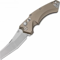 Автоматический складной нож Hogue Wharncliffe EX-A05, клинок Stonewash, сталь 154CM, рукоять пустынный алюминий купить в Пушкине