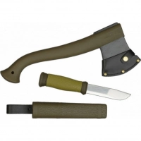 Набор Morakniv Outdoor Kit MG, нож Morakniv 2000 сталь Sandvik 12C27, цвет зеленый + топор купить в Пушкине