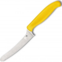 Универсальный кухонный нож Spyderco Z-Cut Serrated Offset Kitchen, сталь CTS™ — BD1 Alloy, рукоять желтый полипропилен купить в Пушкине