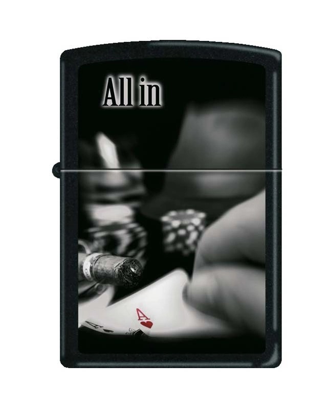 Зажигалка ZIPPO All In, латунь с покрытием Black Matte, чёрная, матовая, 36x12x56 мм