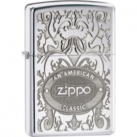 Зажигалка ZIPPO American Classic, латунь с покрытием High Polish Chrome, серебристый, 36х12×56 мм купить в Пушкине