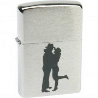 Зажигалка ZIPPO Cowboy Couple Brushed Chrome, латунь, ник.-хром. покр., серебр., матов., 36х56х12 мм купить в Пушкине