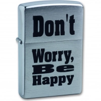 Зажигалка ZIPPO Don`t worry Brushed Chrome, латунь, ник.-хром. покр., серебр., матов., 36х56х12 мм купить в Пушкине