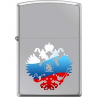 Зажигалка ZIPPO Двуглавый орёл, латунь/сталь с покрытием High Polish Chrome, серебристая, 36x12x56мм купить в Пушкине