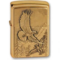 Зажигалка ZIPPO Eagles, латунь с покрытием Brushed Brass, золотистый, матовая, 36х12×56 мм купить в Пушкине