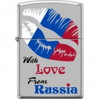 Зажигалка ZIPPO Из России с любовью, латунь/сталь с покрытием Satin Chrome, матовая, 36x12x56 мм купить в Пушкине