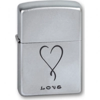 Зажигалка ZIPPO Love Satin Chrome, латунь с никеле-хромовым покрыт., серебр., матовая, 36х56х12 мм купить в Пушкине